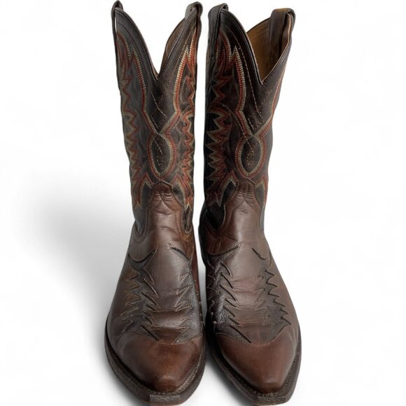 Ariat Brown Leather Western Cowboy Biker Boots Men's 10.5 EE Wide - Picture 3 of 12